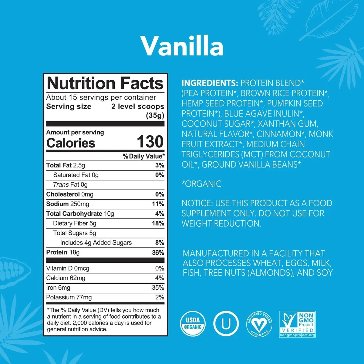 Vanilla - Protein Powder - Plant-Based Fuel for Busy Days X8