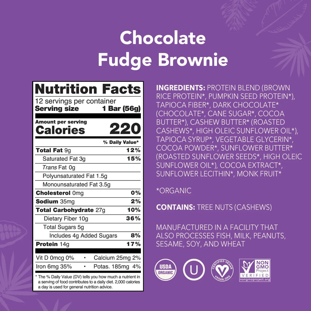 Chocolate Fudge Brownie - Protein Bars - Plant-Based Fuel for Busy Days I2
