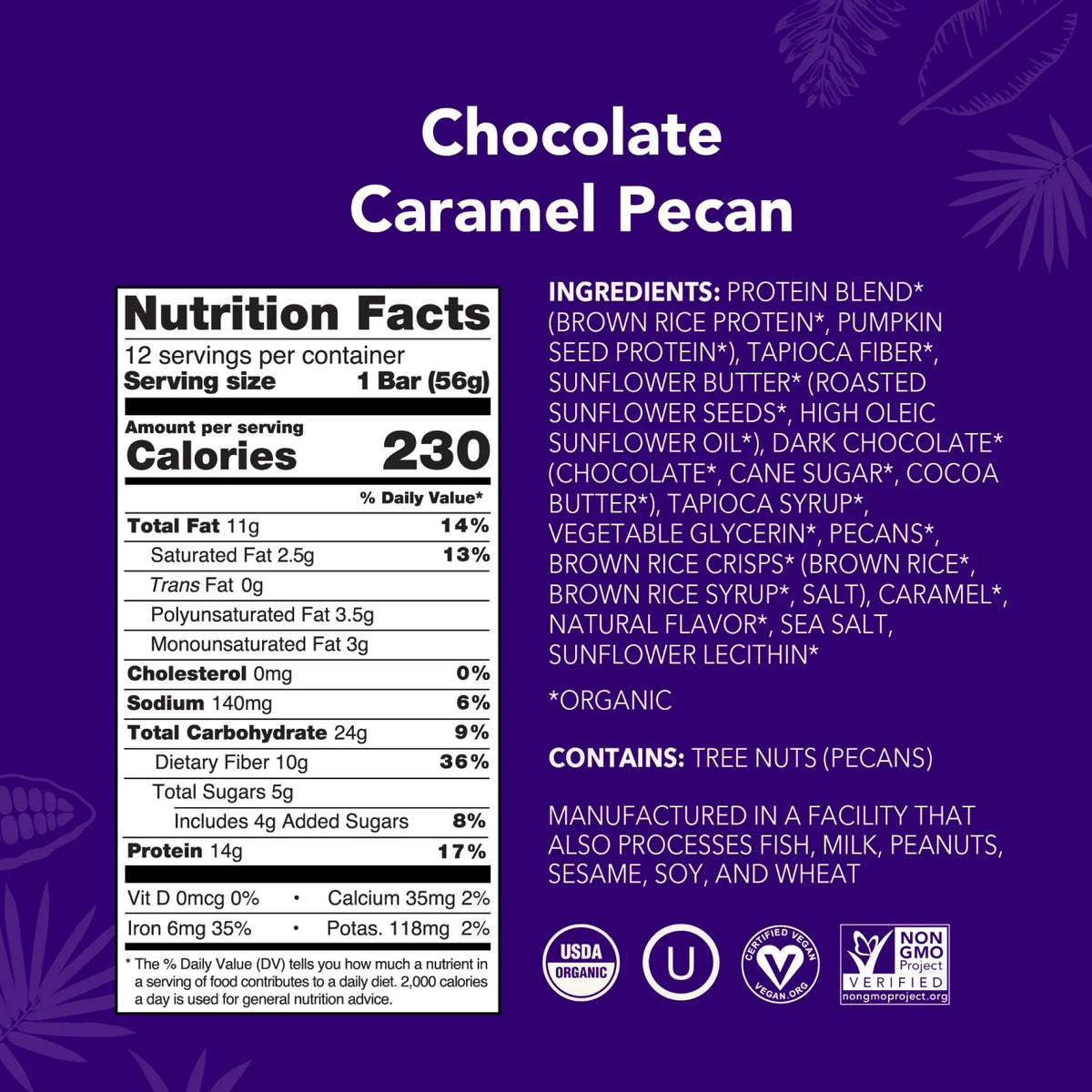Chocolate Caramel Pecan - Protein Bars - Plant-Based Fuel for Busy Days F7