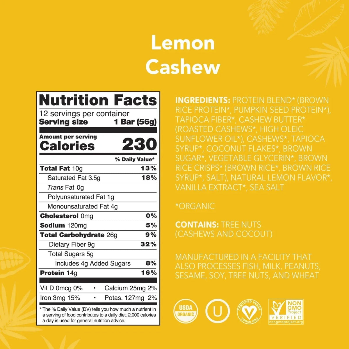 Lemon Cashew - Protein Bars - Plant-Based Fuel for Busy Days F3