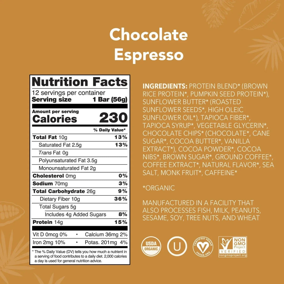 Chocolate Espresso - Protein Bars - Plant-Based Fuel for Busy Days O1