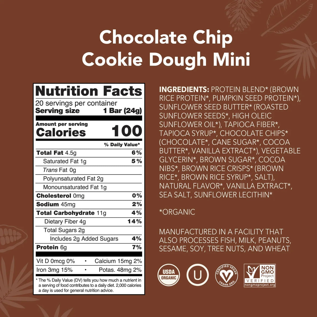 Chocolate Chip Cookie Dough - Mini Bars - Everyday Nutrition Made Delicious W3