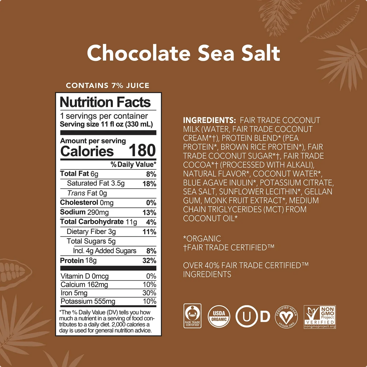 Chocolate Sea Salt Drinks - 4-Pack - Plant-Based Fuel for Busy Days J8