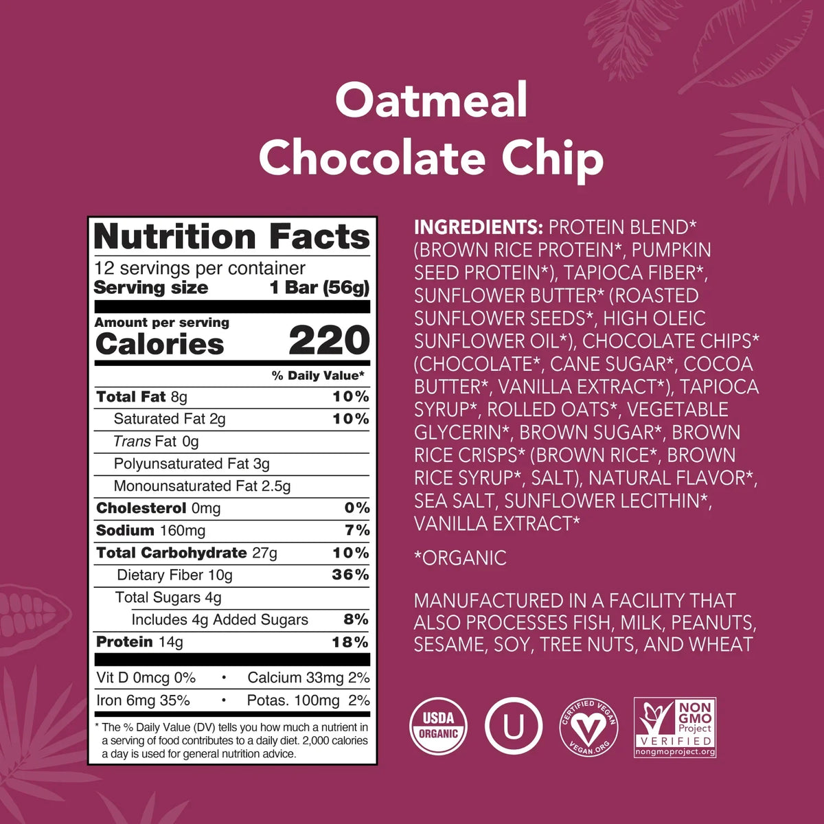 Oatmeal Chocolate Chip - Protein Bars - Everyday Nutrition Made Delicious I0