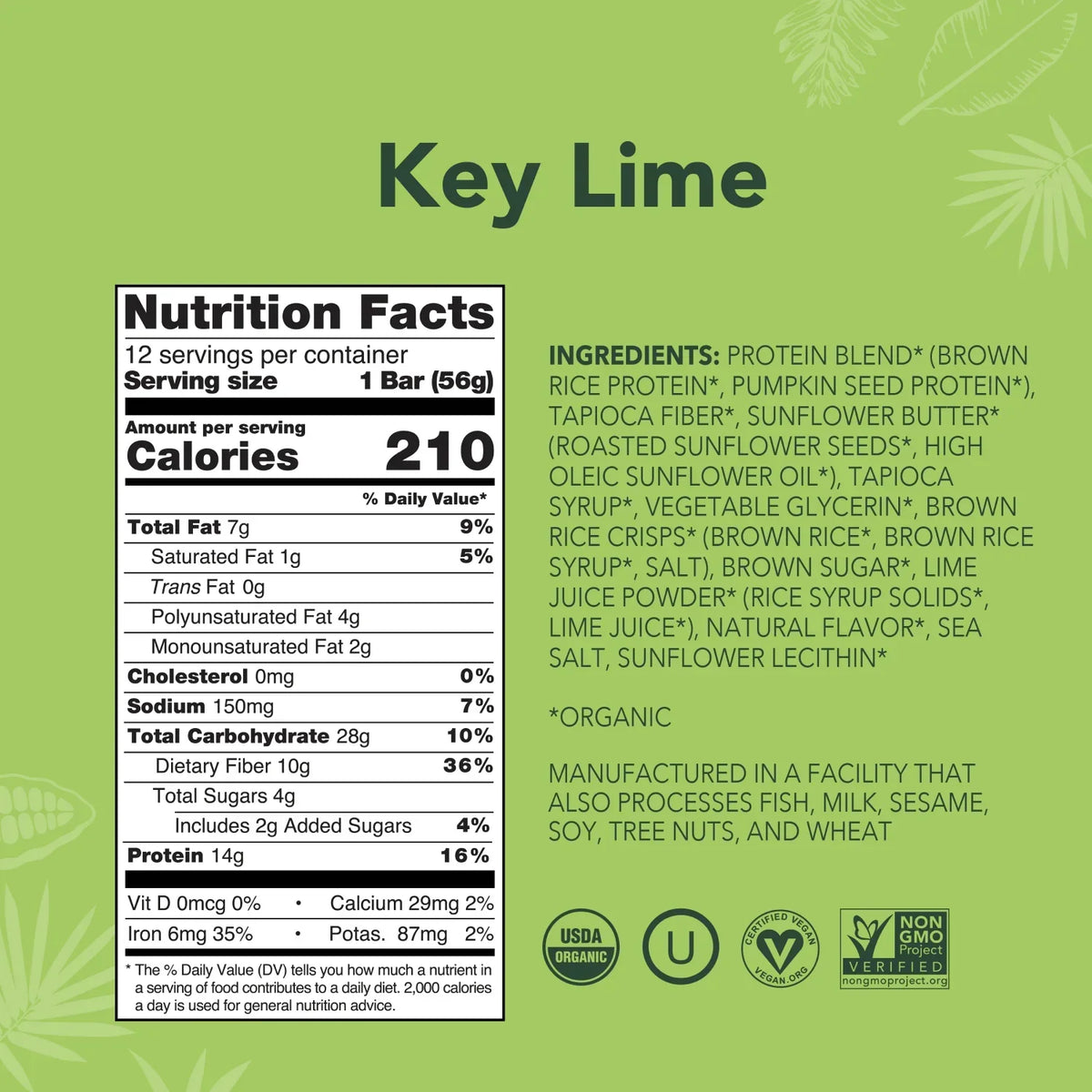 Key Lime - Protein Bars - Plant-Based Fuel for Busy Days X6