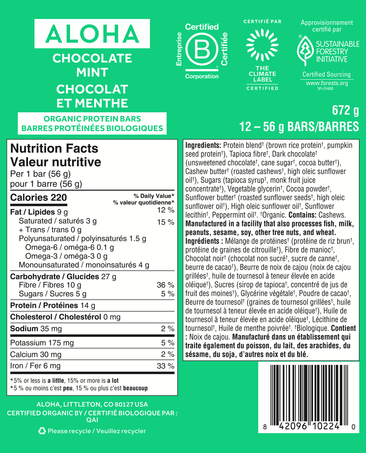 Chocolate Mint - Protein Bars (CAD) - A Better Snack for Every Day Z7