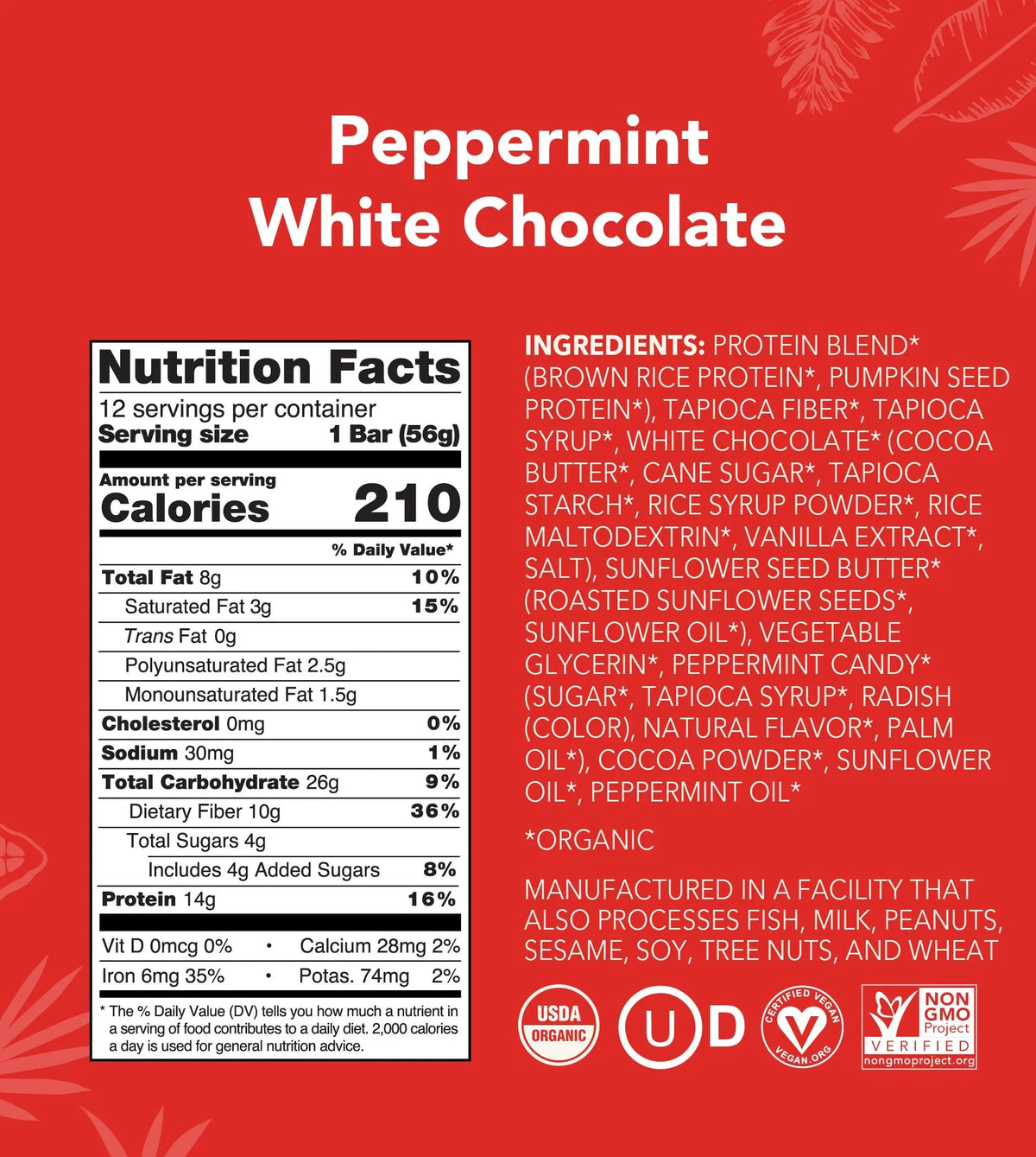 Peppermint White Chocolate - Protein Bars - A Better Snack for Every Day X7